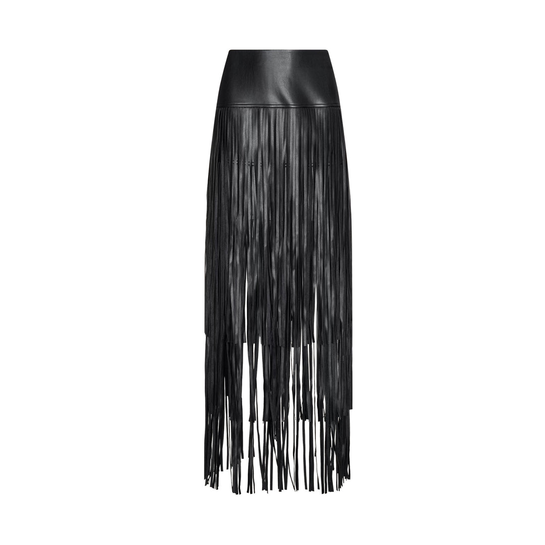 Karoline Maxi Fringe Skirt in Black