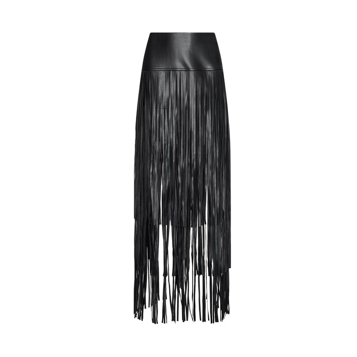 Karoline Maxi Fringe Skirt in Black