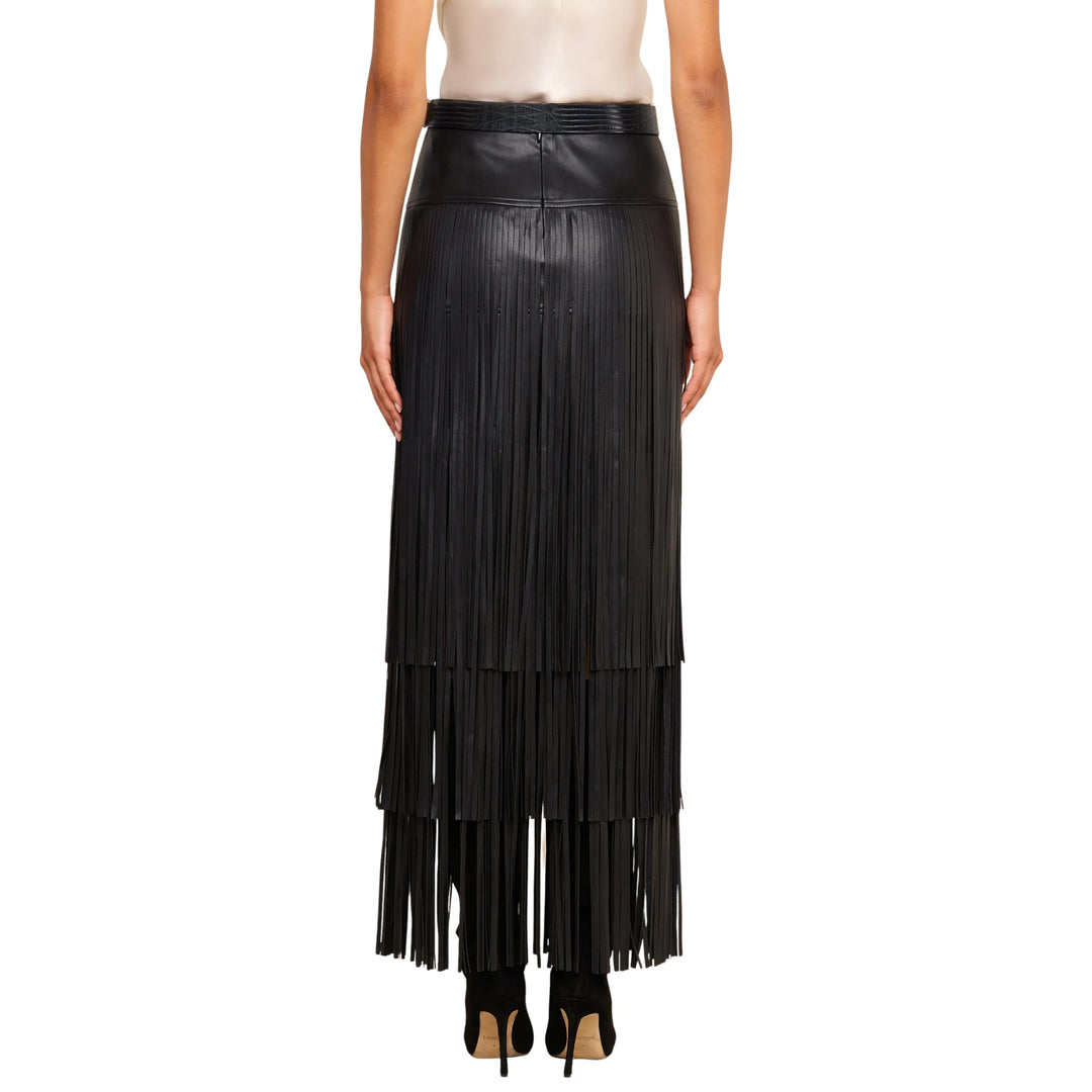 Karoline Maxi Fringe Skirt in Black
