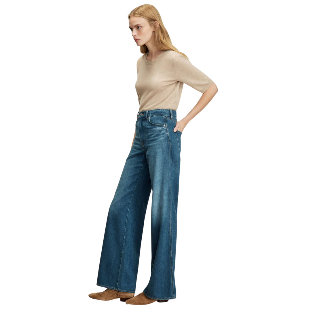 Kasey Mid Rise Wide Leg in Bright Blue