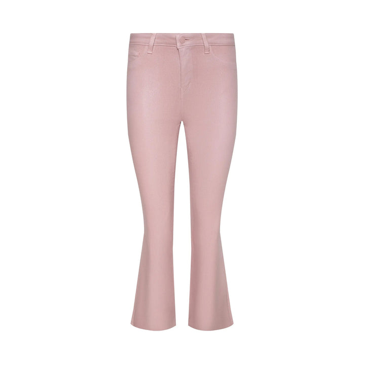 Kendra High-Rise Crop Flare in Pale Rose Coated