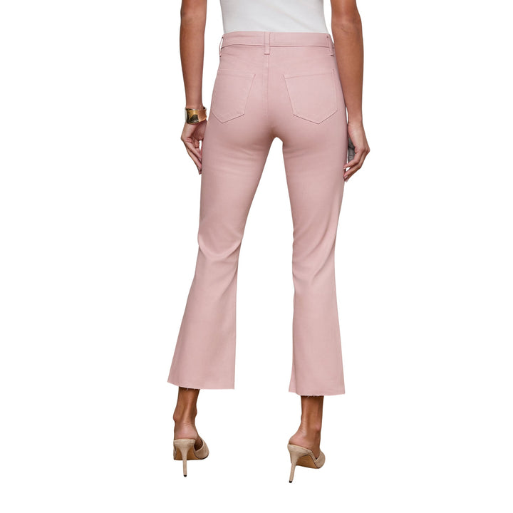 Kendra High-Rise Crop Flare in Pale Rose Coated