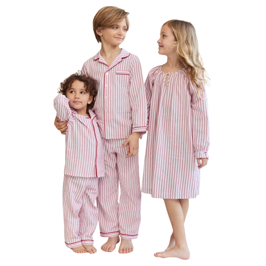 Kids Antique Red Ticking Pajama Set