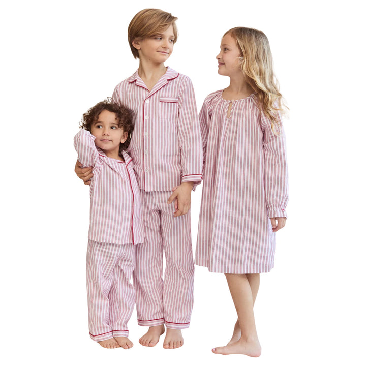Kids Antique Red Ticking Pajama Set