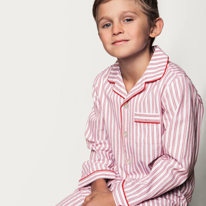 Kids Antique Red Ticking Pajama Set