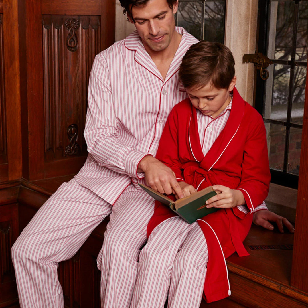 Kids Antique Red Ticking Pajama Set