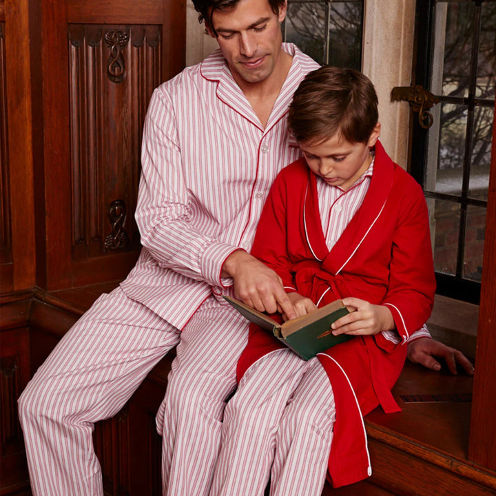 Kids Antique Red Ticking Pajama Set