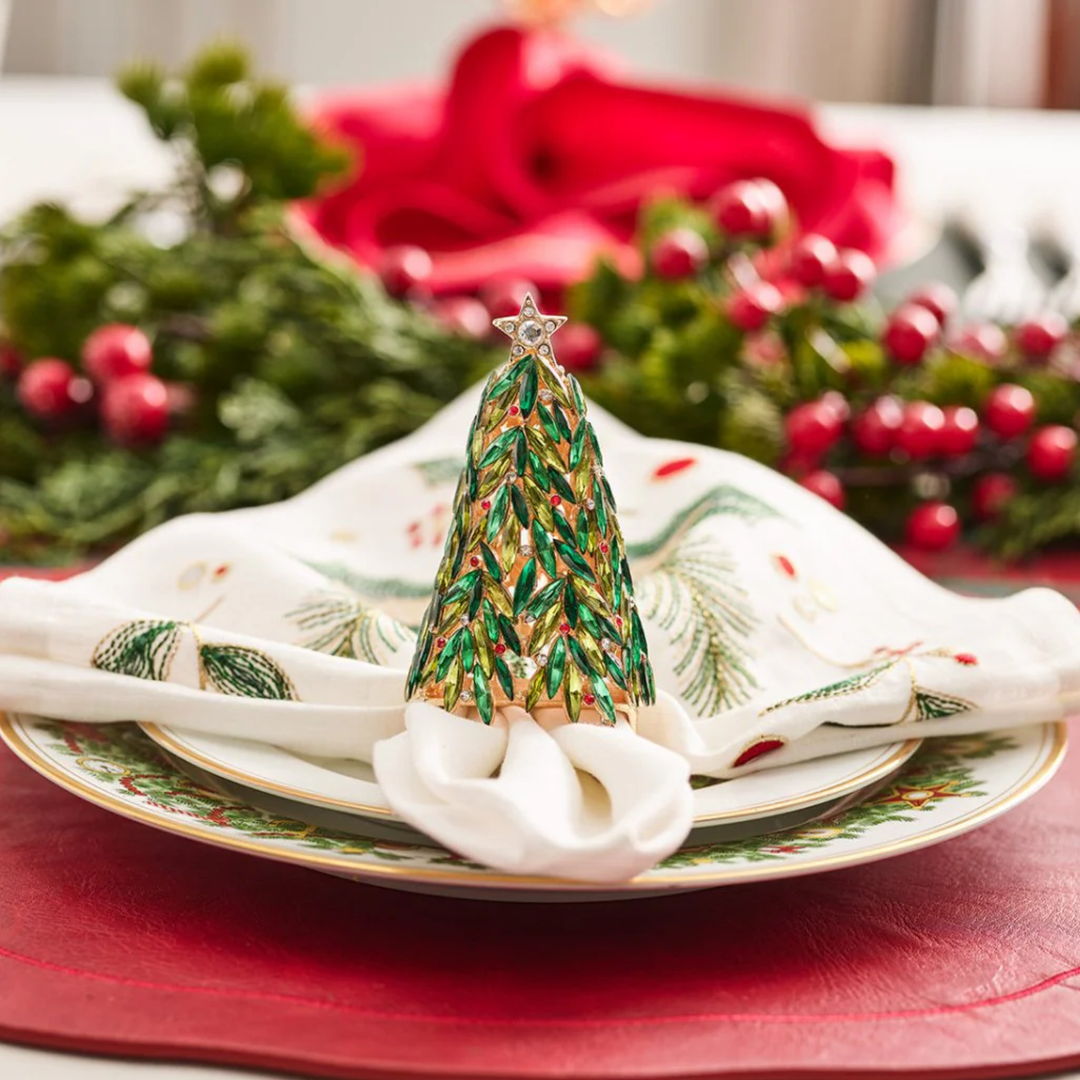 Bejeweled Christmas Napkin Ring - Set of 4
