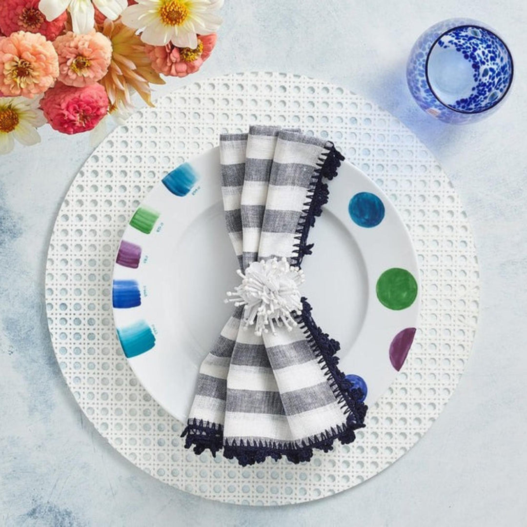 Linea Napkin - White/Blue - NONE