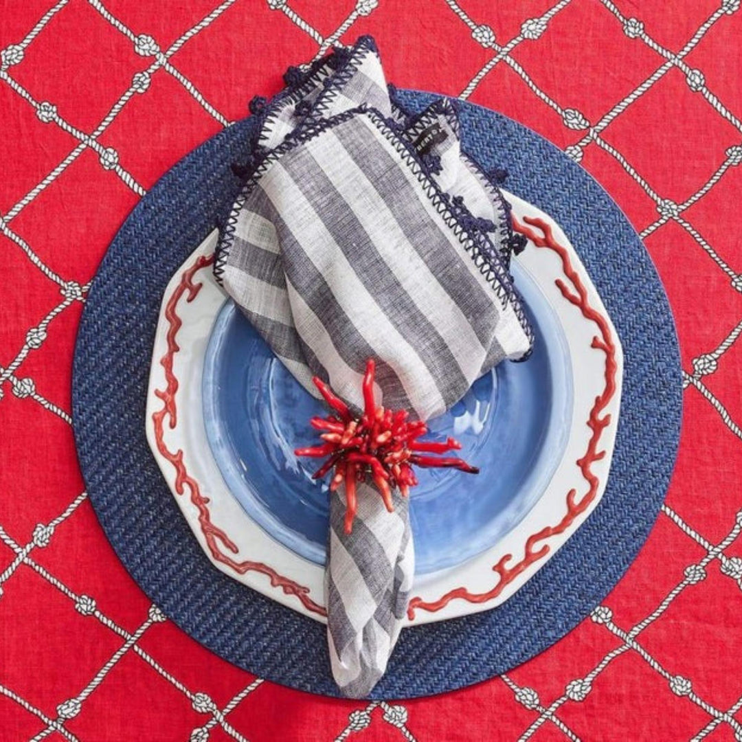 Linea Napkin - White/Blue - NONE