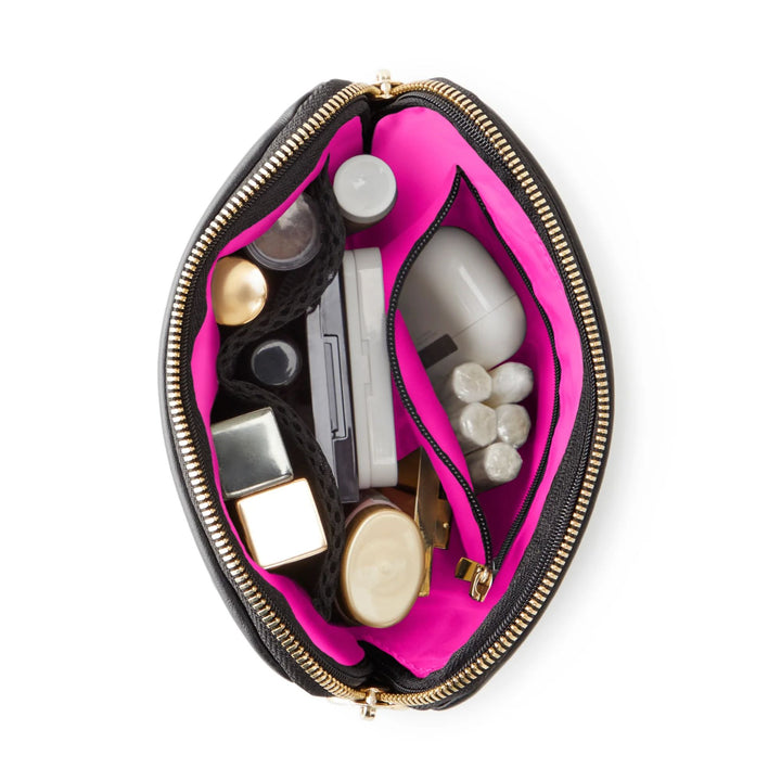 Everyday Cosmetic Bag Black/Pink Leather
