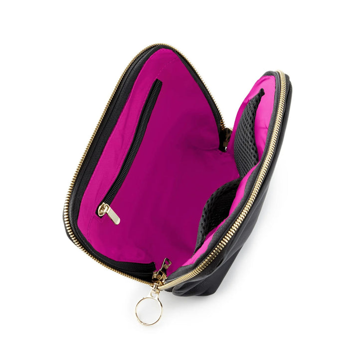 Everyday Cosmetic Bag Black/Pink Leather