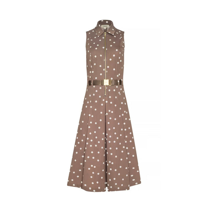 Kylo Belted Shirt Dress in Cardamom/Ecru Polka Dot