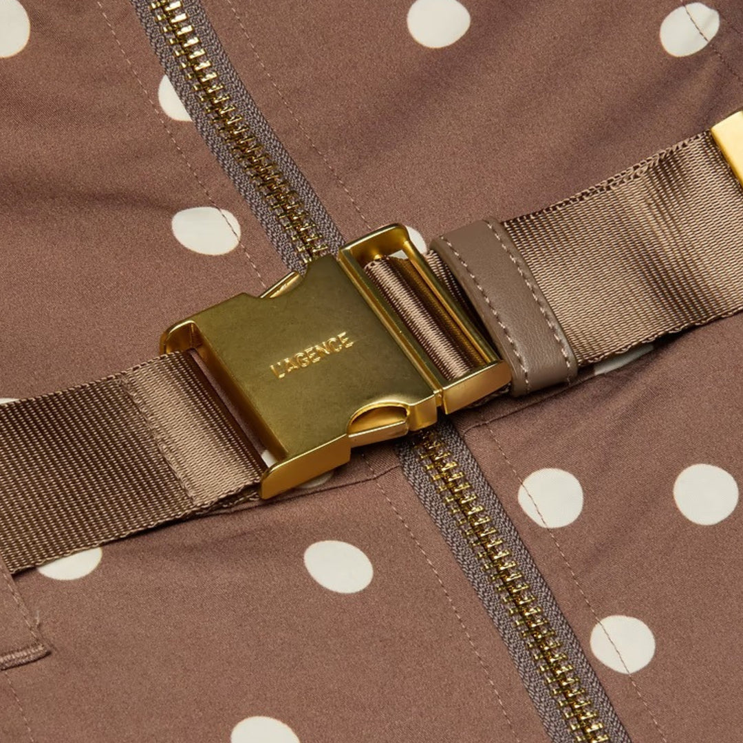 Kylo Belted Shirt Dress in Cardamom/Ecru Polka Dot