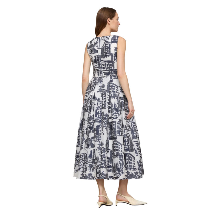 Sleeveless Dress with Box Pleat Skirt