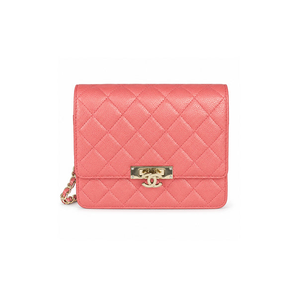 Chanel Golden Class Square Wallet on Chain in Pink