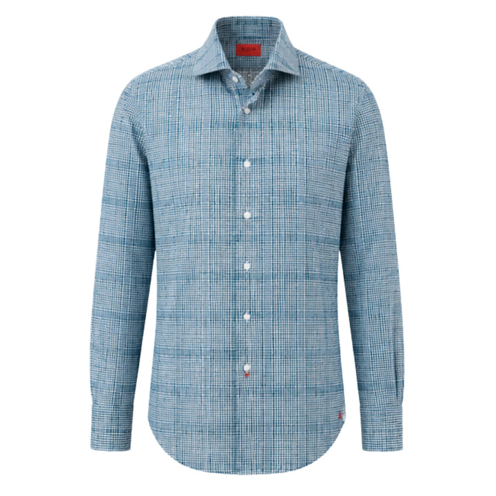 Sport Shirt in Turquoise Gingham/Window Pane Check