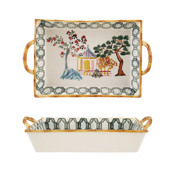 Hand-Painted Stoneware Baker