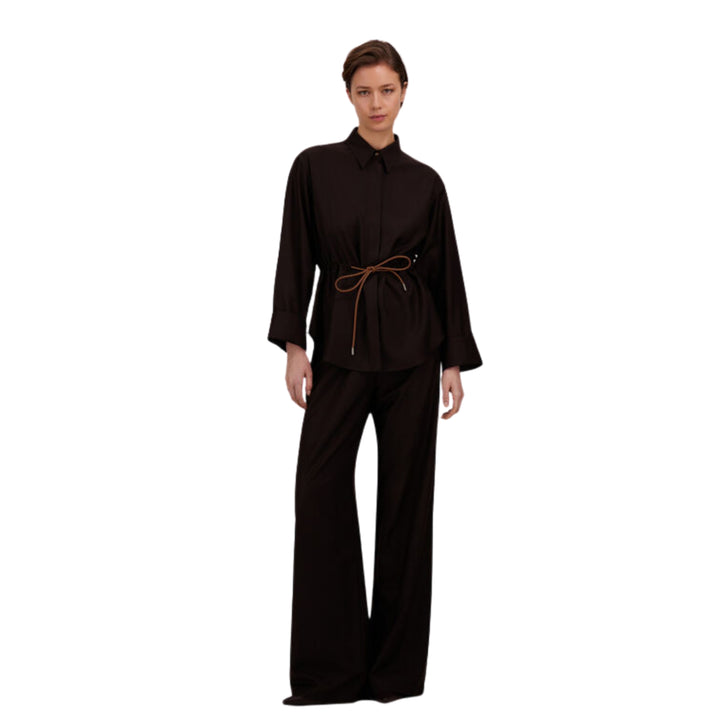 LP FINE WOOL SILK SHIRT WITH DRAWSTRING WAIST