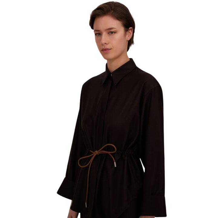 LP FINE WOOL SILK SHIRT WITH DRAWSTRING WAIST