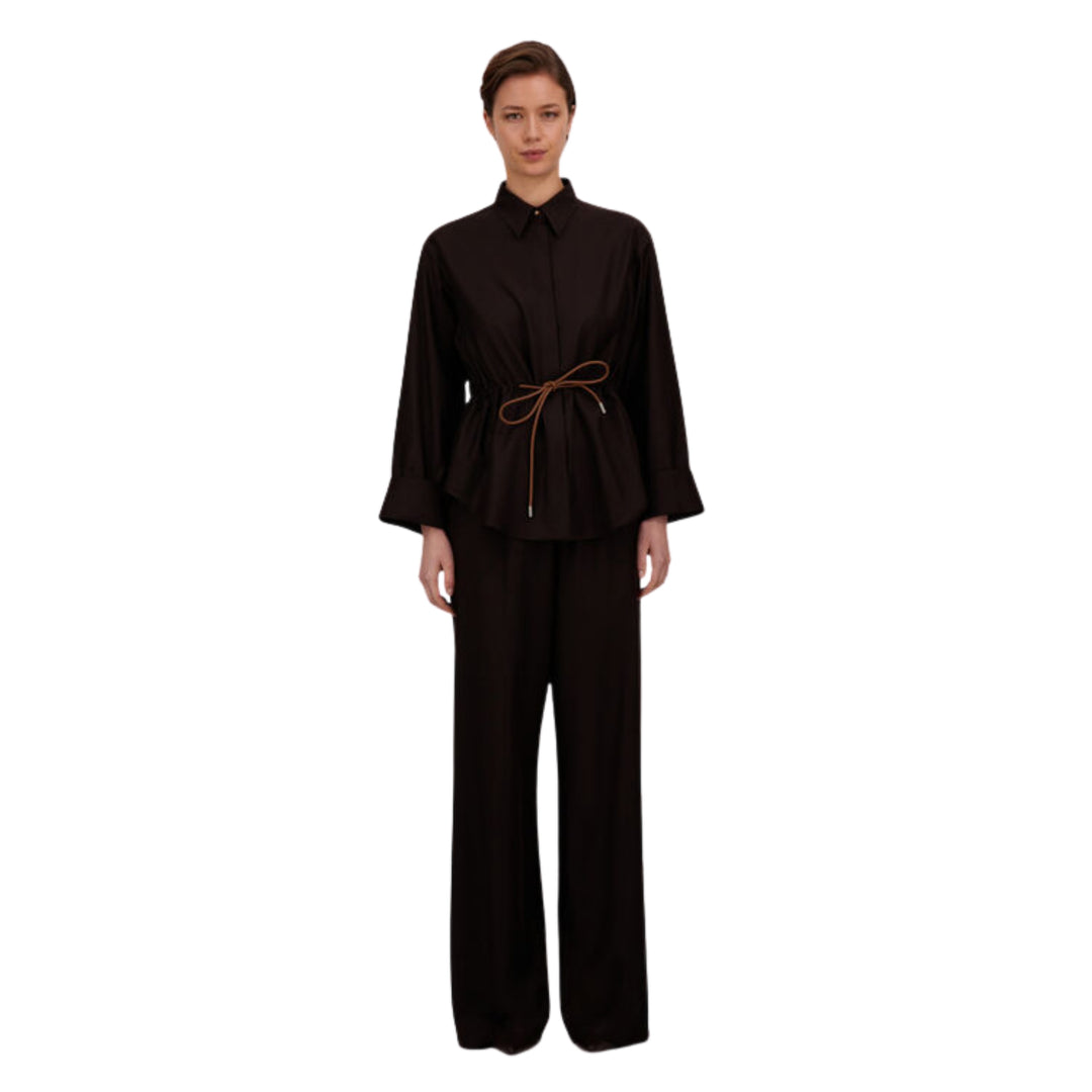 LP FINE WOOL SILK SHIRT WITH DRAWSTRING WAIST