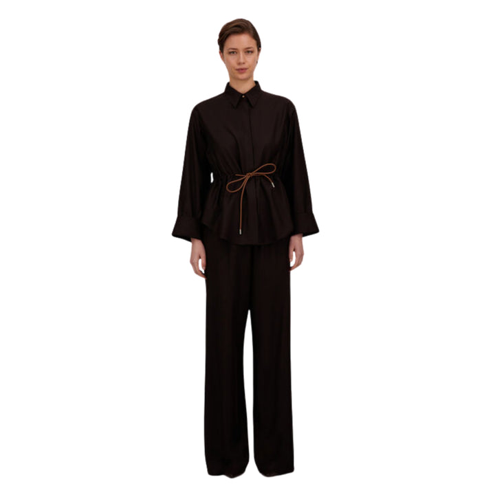 LP FINE WOOL SILK SHIRT WITH DRAWSTRING WAIST