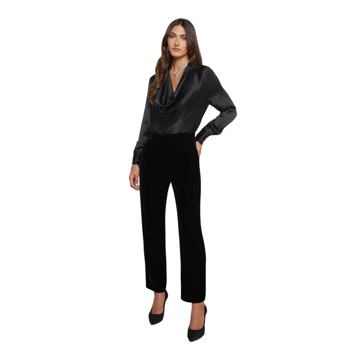 LOTUS COWL NECK BLOUSE - Black - XXS