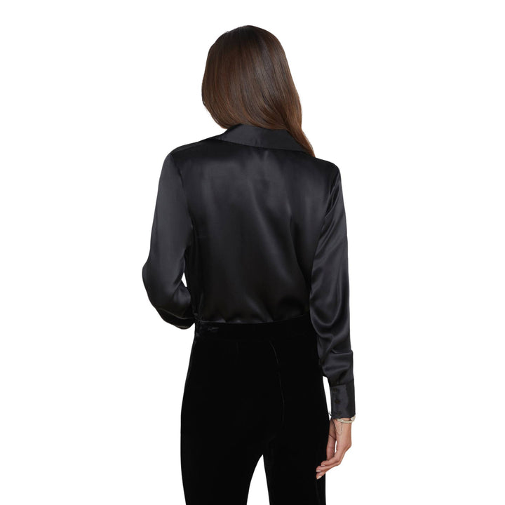 LOTUS COWL NECK BLOUSE - Black - XXS