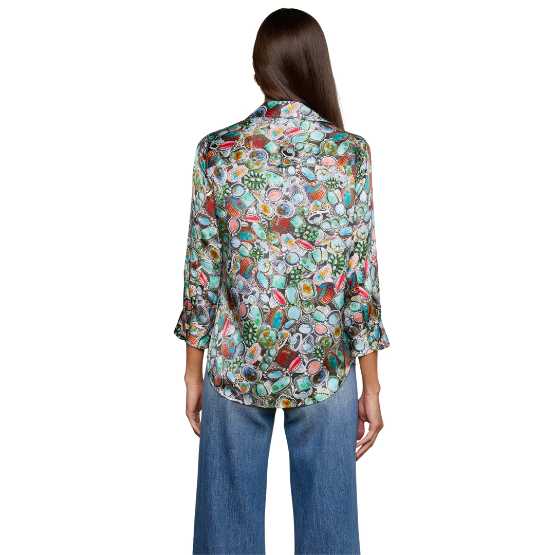 Multi Mix Turquoise Rings Dani 3/4 Sleeve Blouse
