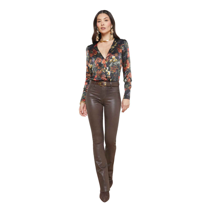 Ruth Espresso Coated Straight-Leg Jean