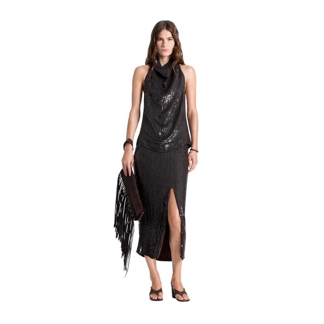 Ladylike Fishscale Sequin Skirt in Delicioso
