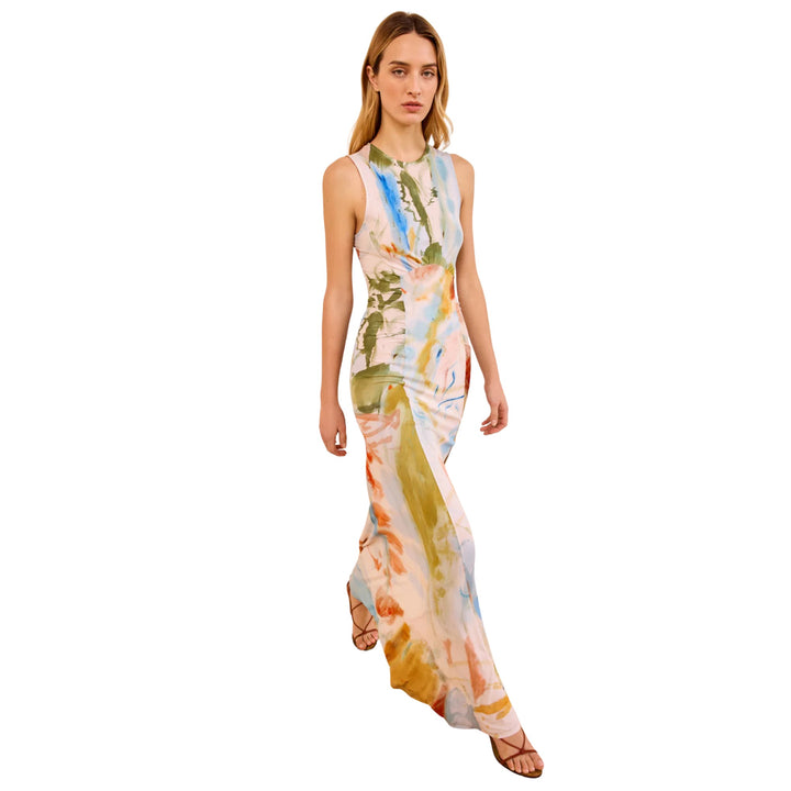 Lana Ruched Jersey Dress in Western Dream