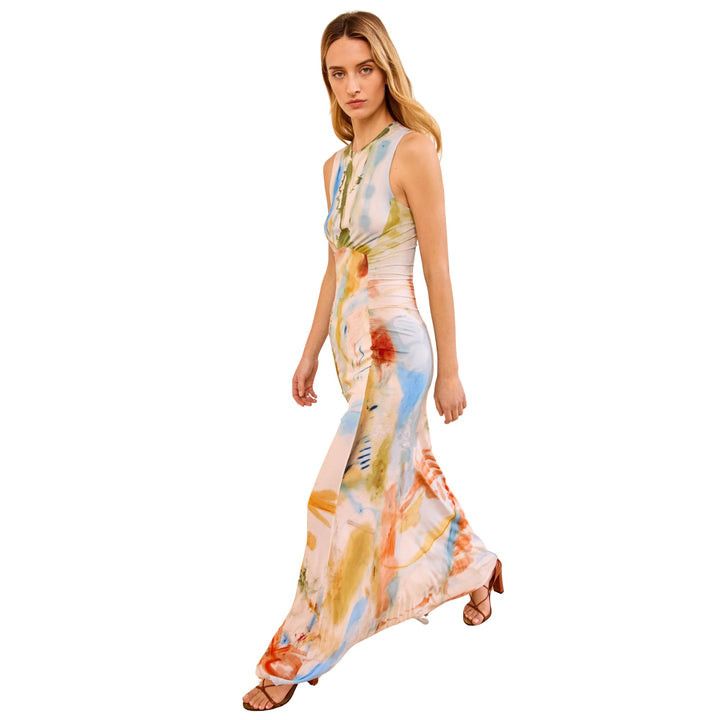 Lana Ruched Jersey Dress in Western Dream