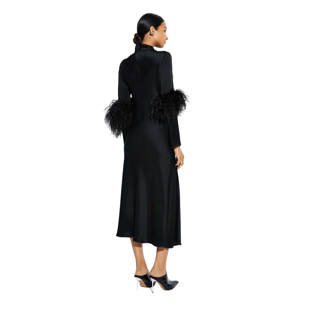 Satin Dress with Feathers