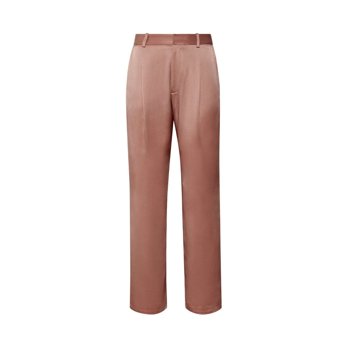 Satin Tapered Pleated Pant - Mauve