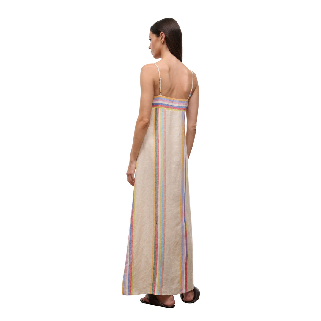 Staud Laura Day Trip Striped Linen Maxi Dress