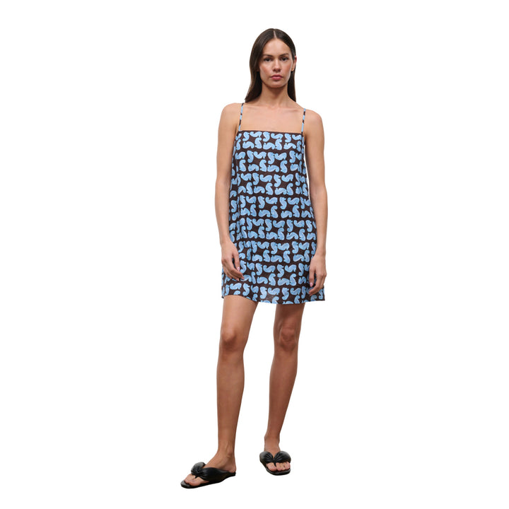 Laura Linen Mini Dress in Seahorse
