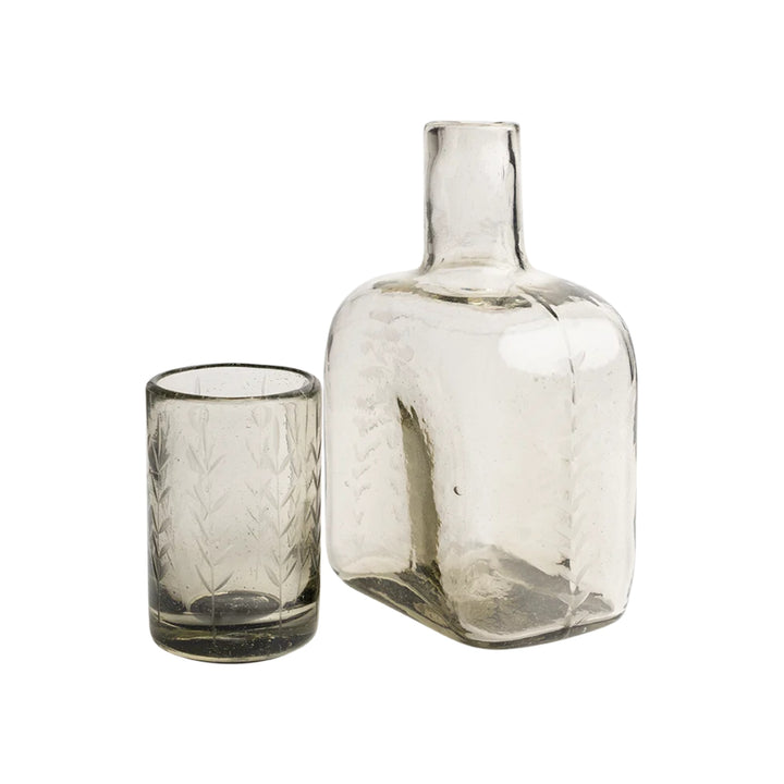 Laurel Decanter with Laurel Etched Vaso Agua