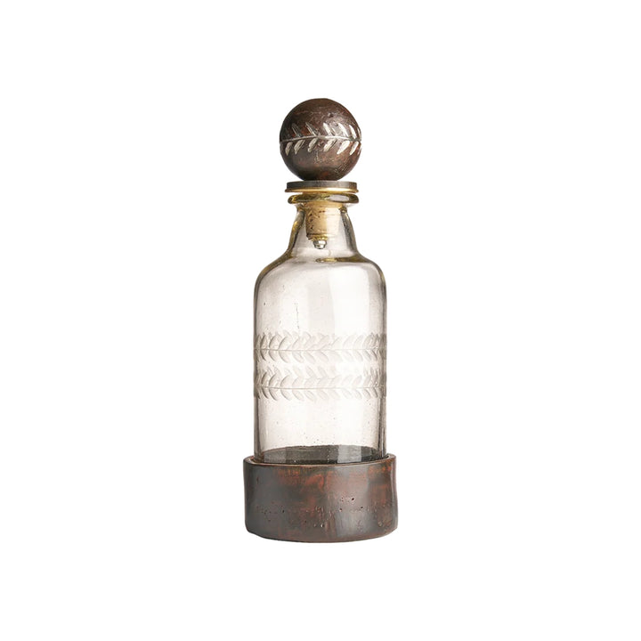 Laureles Decanter with Laurel Ballin Etched & Iron Base