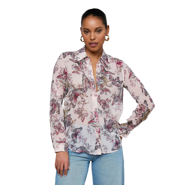 Laurent Blouse in Light Nectarpink Small Multi Butterfly Jungle