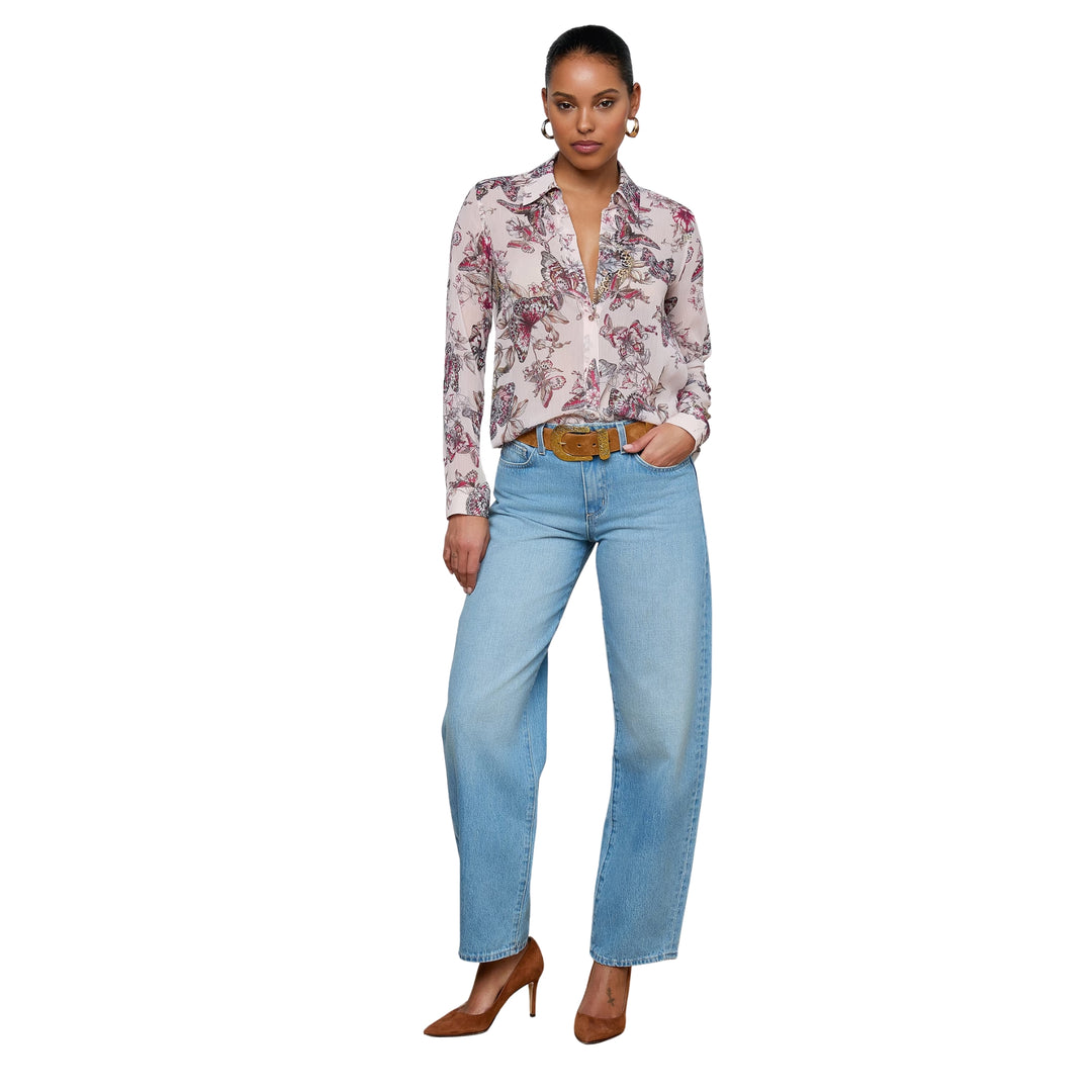 Laurent Blouse in Light Nectarpink Small Multi Butterfly Jungle