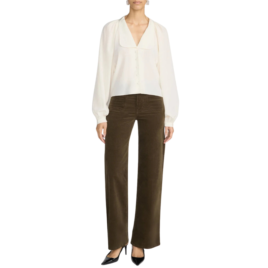 Le Slim Palazzo Modernist Pocket Corduroy in  Rich Military