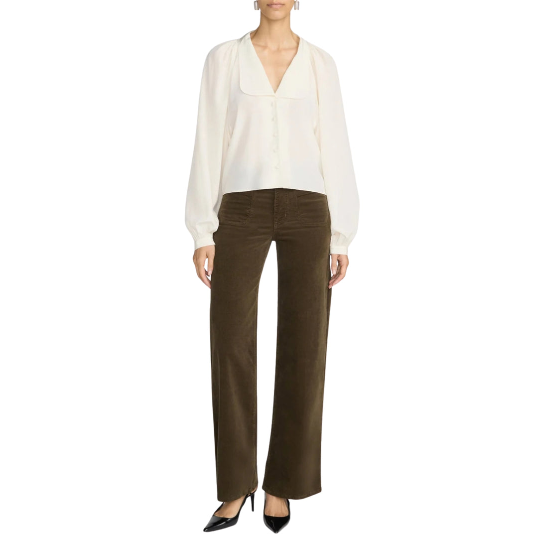 Le Slim Palazzo Modernist Pocket Corduroy in Rich Military
