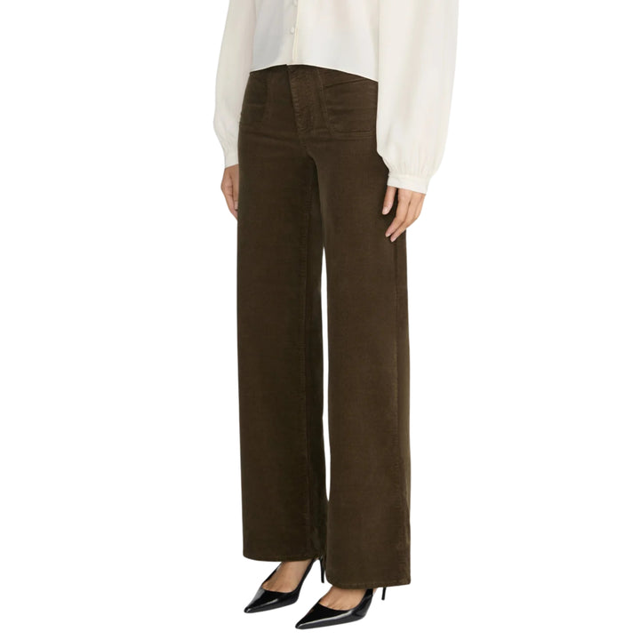 Le Slim Palazzo Modernist Pocket Corduroy in  Rich Military