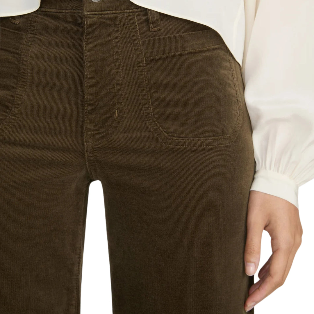 Le Slim Palazzo Modernist Pocket Corduroy in Rich Military