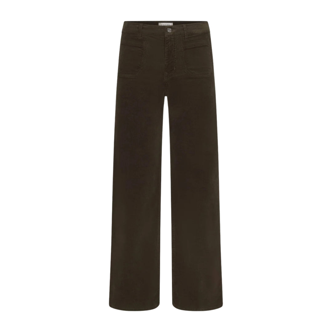 Le Slim Palazzo Modernist Pocket Corduroy in Rich Military