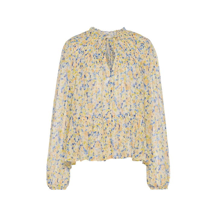 Leandra Long Sleeve Silk Blouse in Daffodil