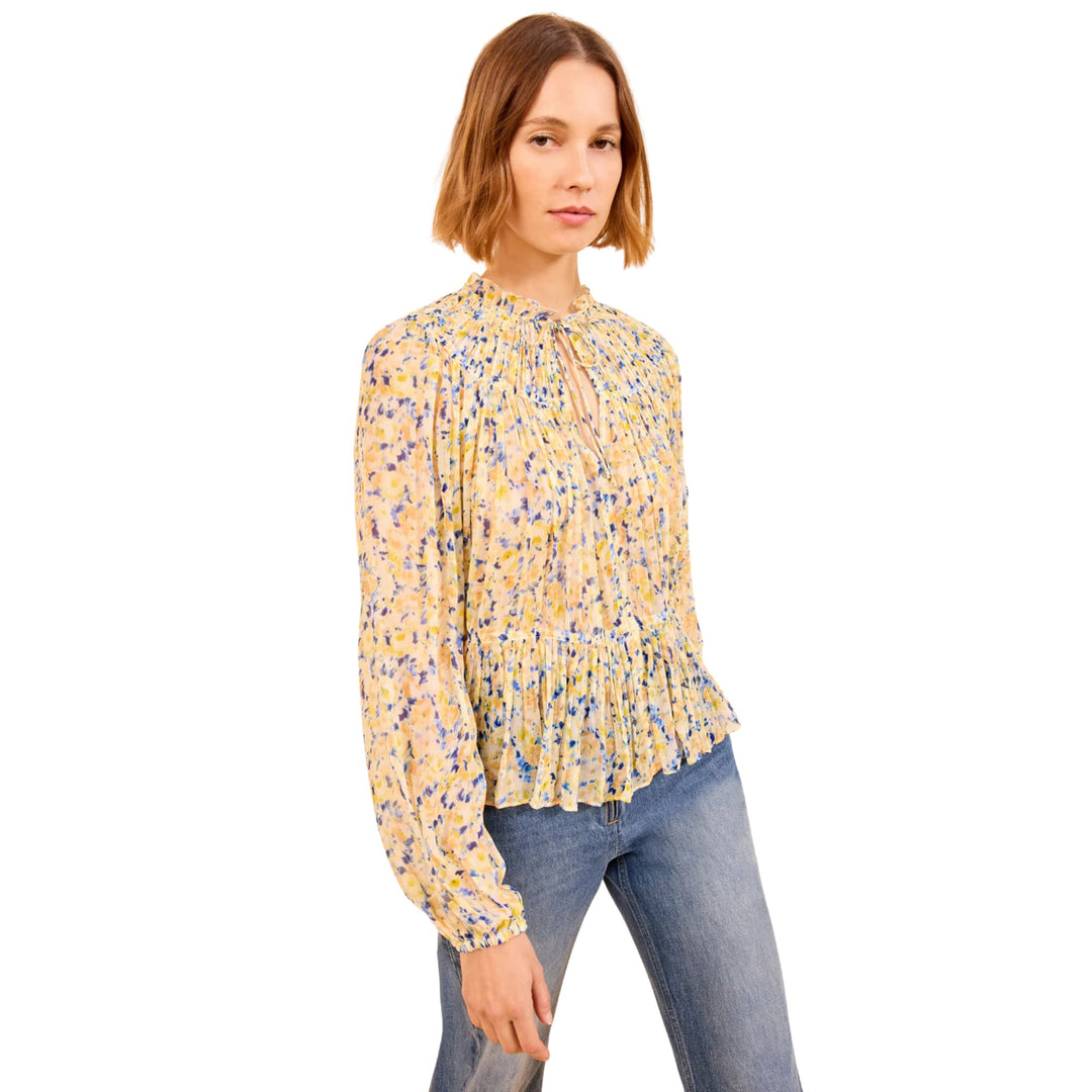 Leandra Long Sleeve Silk Blouse in Daffodil