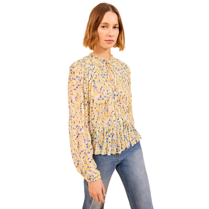 Leandra Long Sleeve Silk Blouse in Daffodil