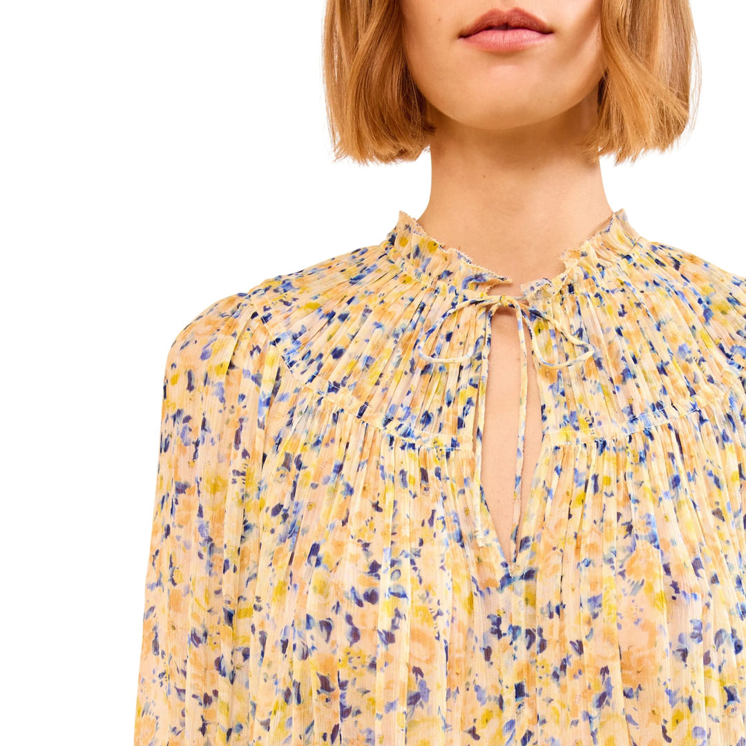 Leandra Long Sleeve Silk Blouse in Daffodil